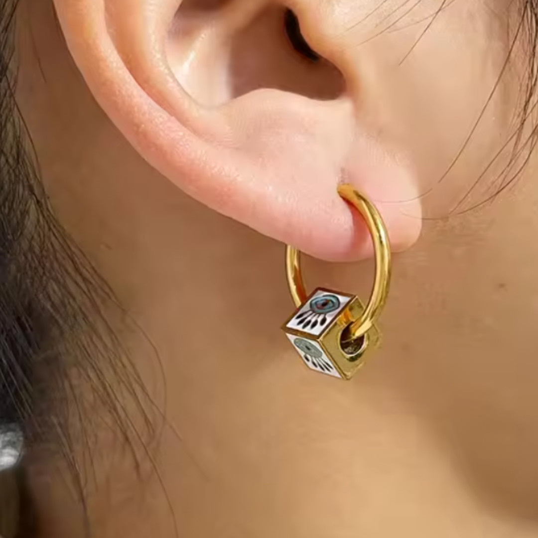 Pendientes de Aro de Acero Inoxidable con Ojo Turco