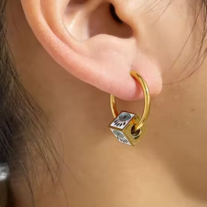 Pendientes de Aro de Acero Inoxidable con Ojo Turco