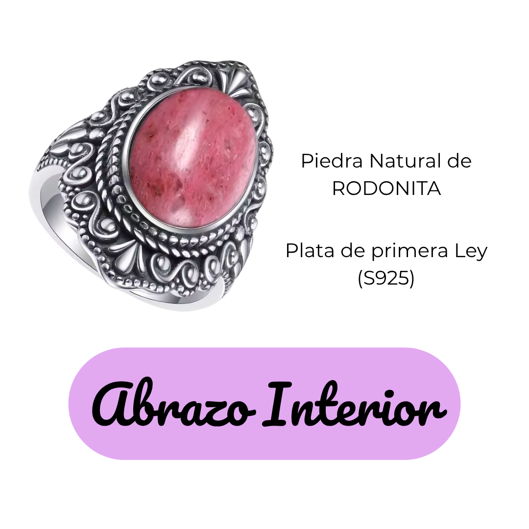 Anillo Rodonita Oval - Abrazo Interior - Plata de Ley
