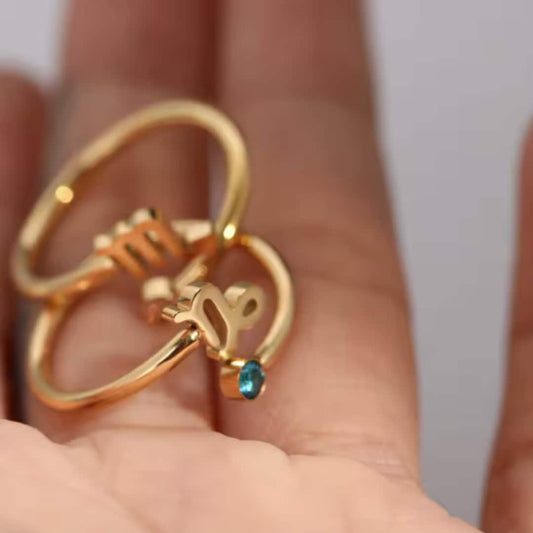 Anillo Zodiaco - Símbolo y Zirconita