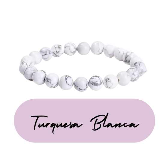 Pulsera de cuentas - Piedras Naturales Turquesa Blanca