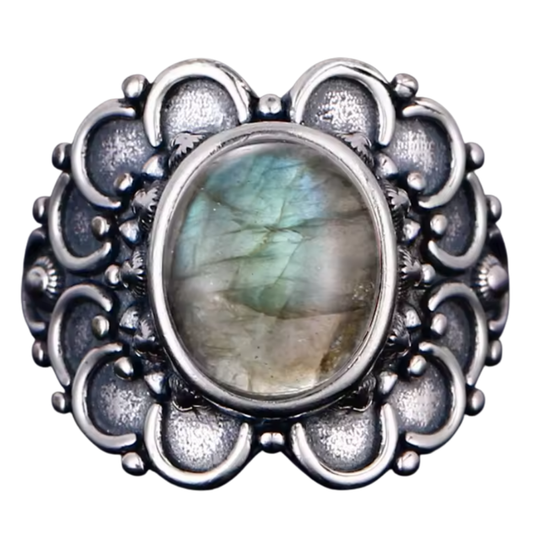 Anillo Labradorita Oval - Nuevos Horizontes - Plata de Ley