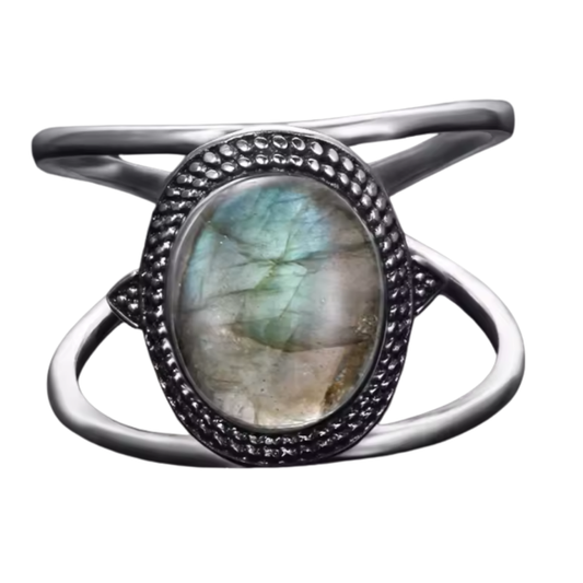 Anillo Labradorita Oval - Fluir de Vida - Plata de Ley