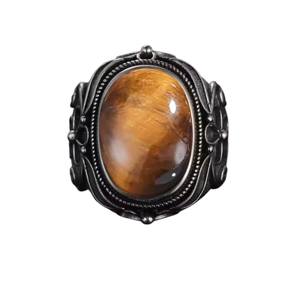 Anillo Ojo de Tigre Oval - Voto de Confianza - Plata de Ley