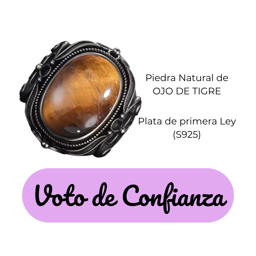 Anillo Ojo de Tigre Oval - Voto de Confianza - Plata de Ley
