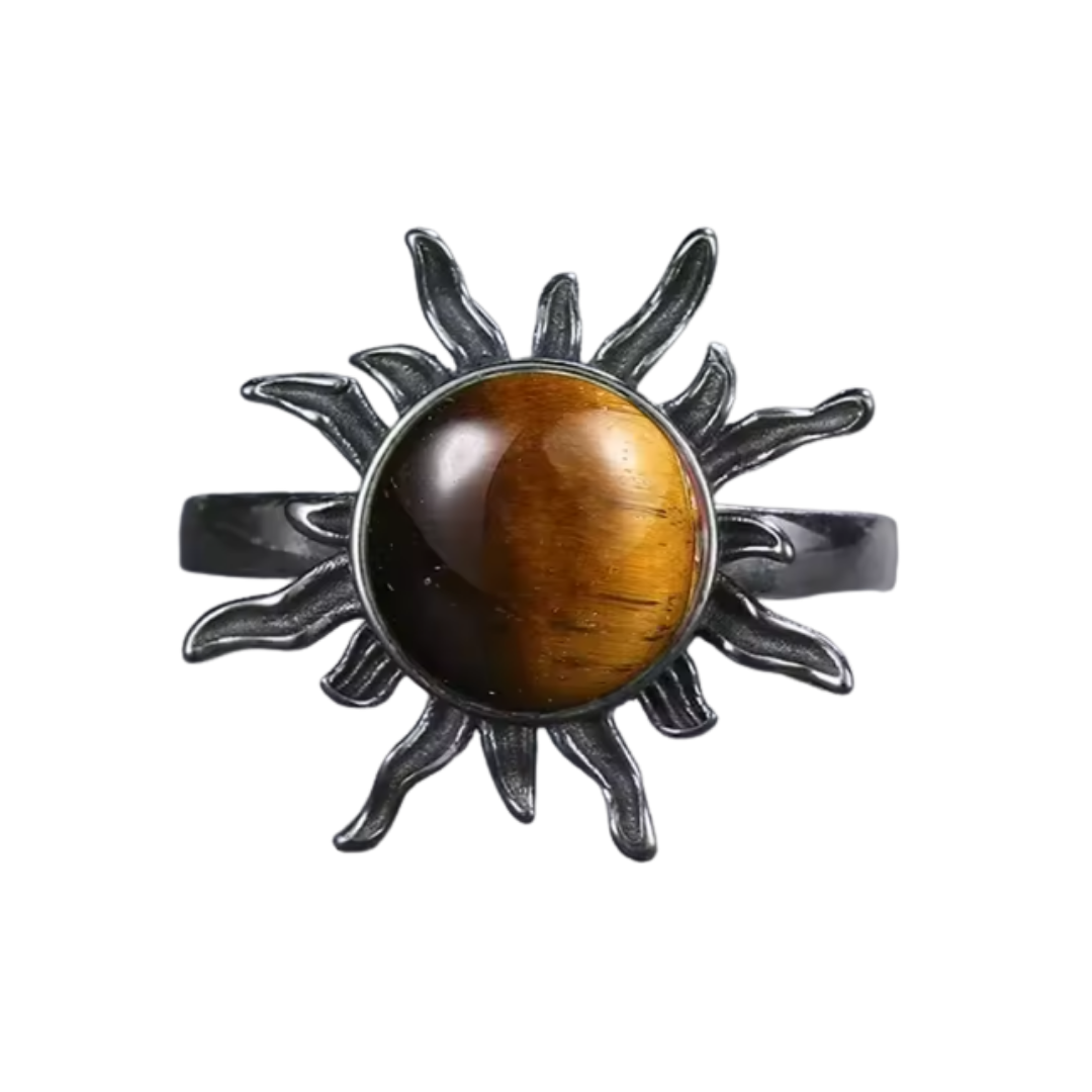 Anillo Ojo de Tigre Redondo - Confianza Solar - Plata de Ley