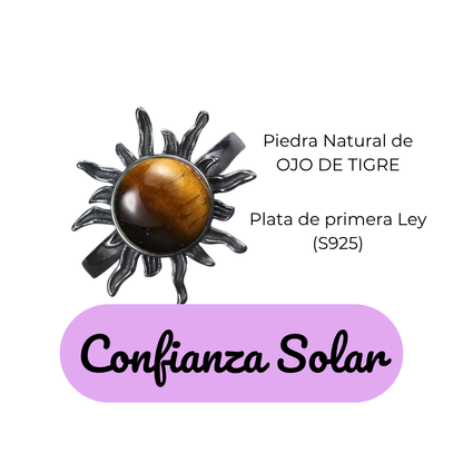 Anillo Ojo de Tigre Redondo - Confianza Solar - Plata de Ley