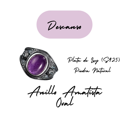 Anillo Amatista Oval - Descanso - Plata de Ley