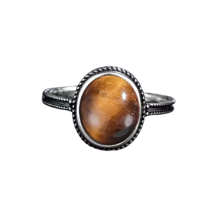 Anillo Ojo de Tigre Oval - Confianza Centrada - Plata de Ley