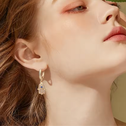 Pendientes de Acero Inoxidable con Mano de Fátima