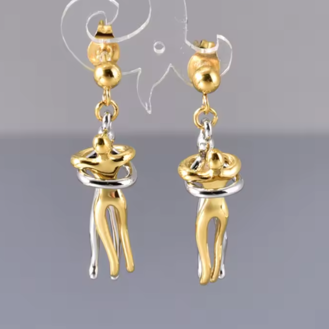Pendientes de Acero Inoxidable con Abrazo de Amor