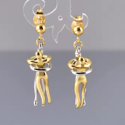 Pendientes de Acero Inoxidable con Abrazo de Amor