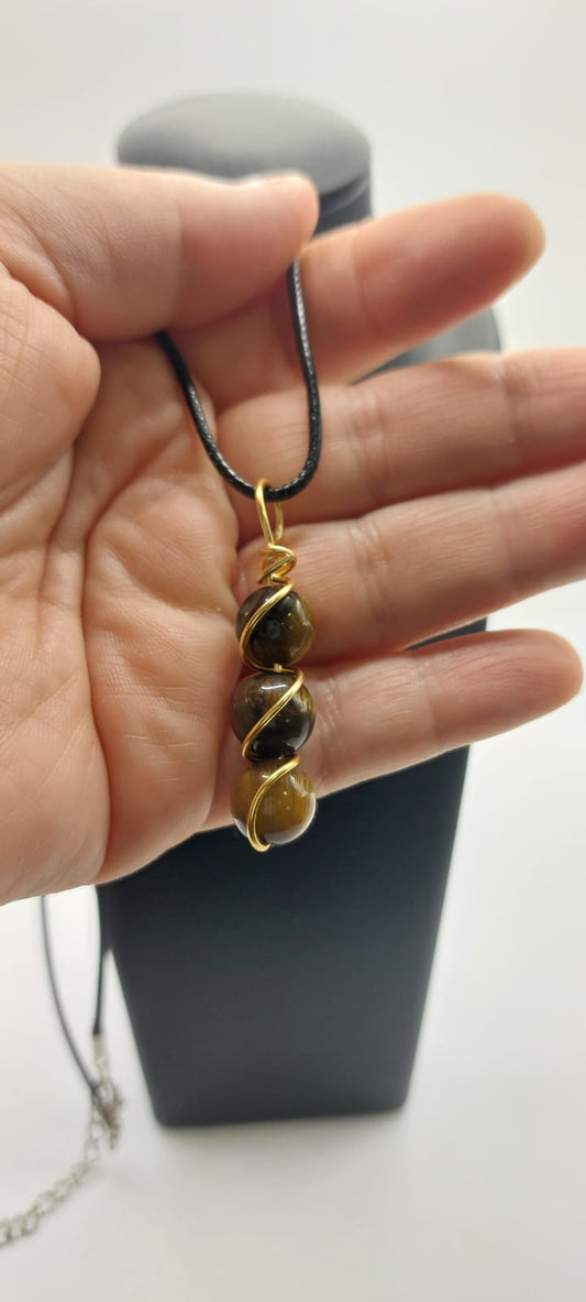 Colgante único y artesanal de Ojo de Tigre - 3 bolas