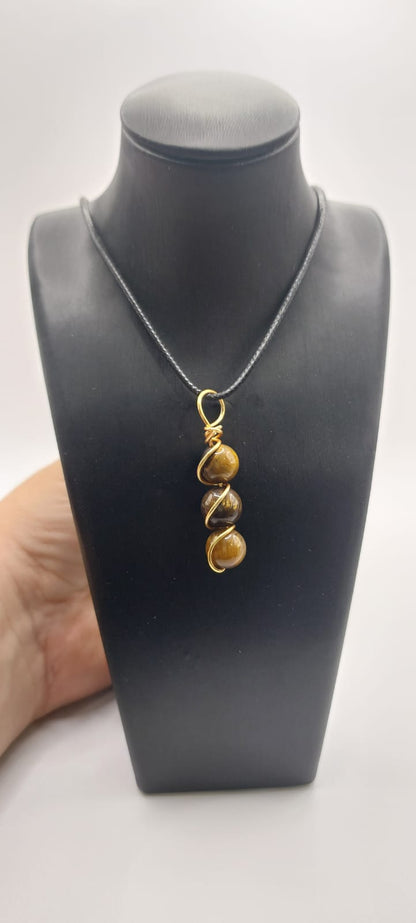 Colgante único y artesanal de Ojo de Tigre - 3 bolas