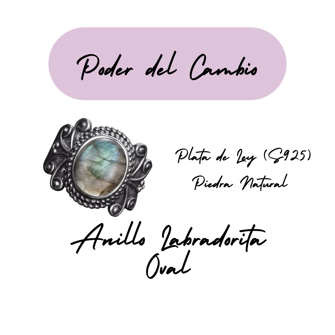 Anillo Labradorita Oval - Poder del Cambio - Plata de Ley