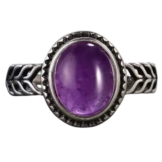 Anillo Amatista Oval - Sanación Espiritual - Plata de Ley