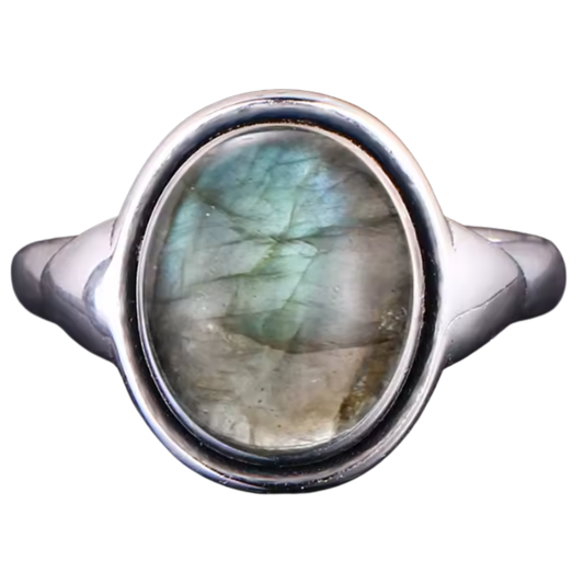 Anillo Labradorita Oval - Aurora Interior - Plata de Ley
