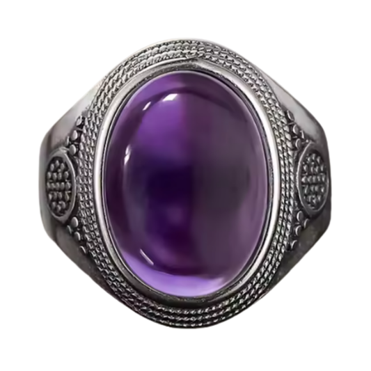 Anillo Amatista Oval - Armonía Sanadora - Plata de Ley