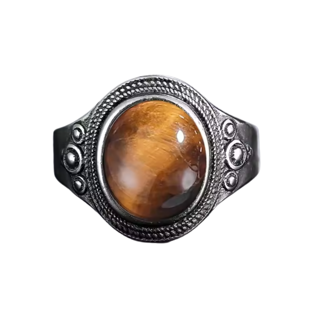 Anillo Ojo de Tigre Oval - Mirada Firme - Plata de Ley