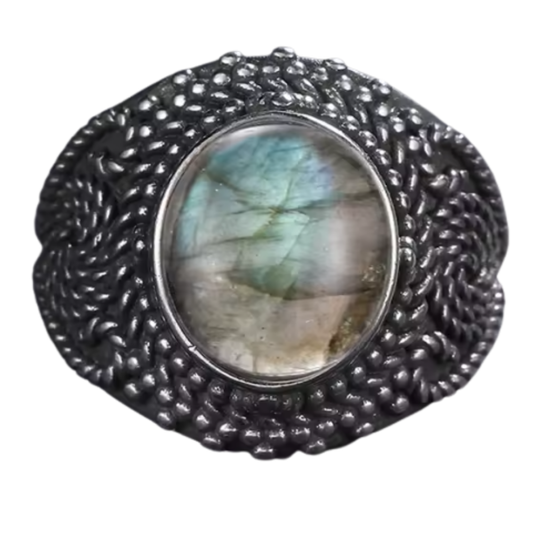 Anillo Labradorita Oval - Ruptura de Ciclos - Plata de Ley