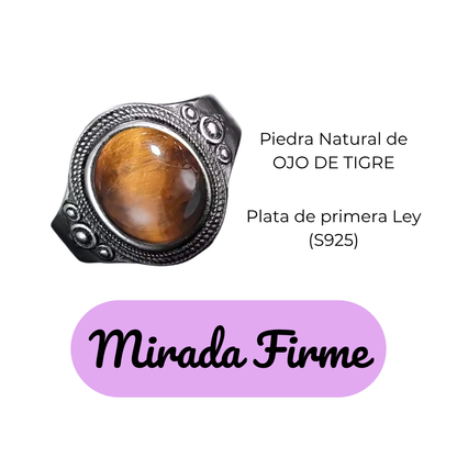 Anillo Ojo de Tigre Oval - Mirada Firme - Plata de Ley