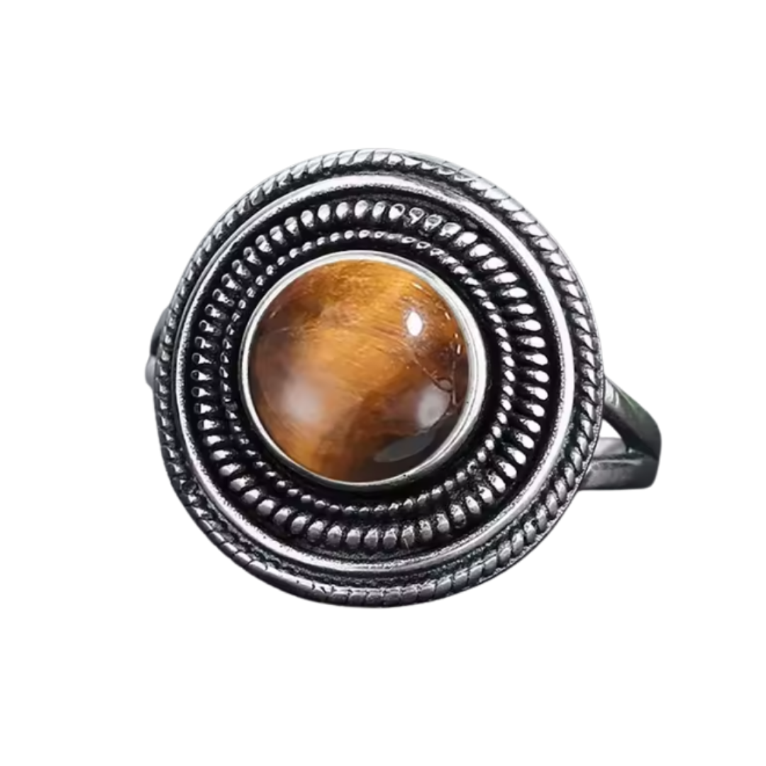Anillo Ojo de Tigre Redondo - Norte Seguro - Plata de Ley