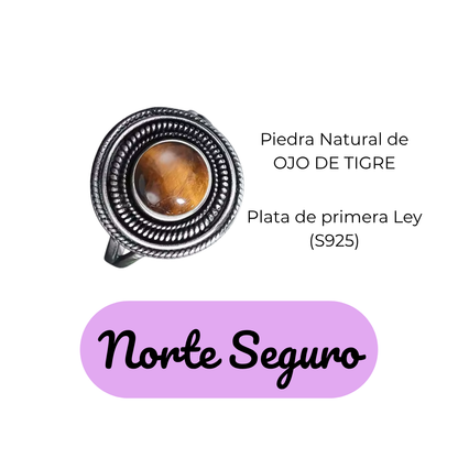 Anillo Ojo de Tigre Redondo - Norte Seguro - Plata de Ley