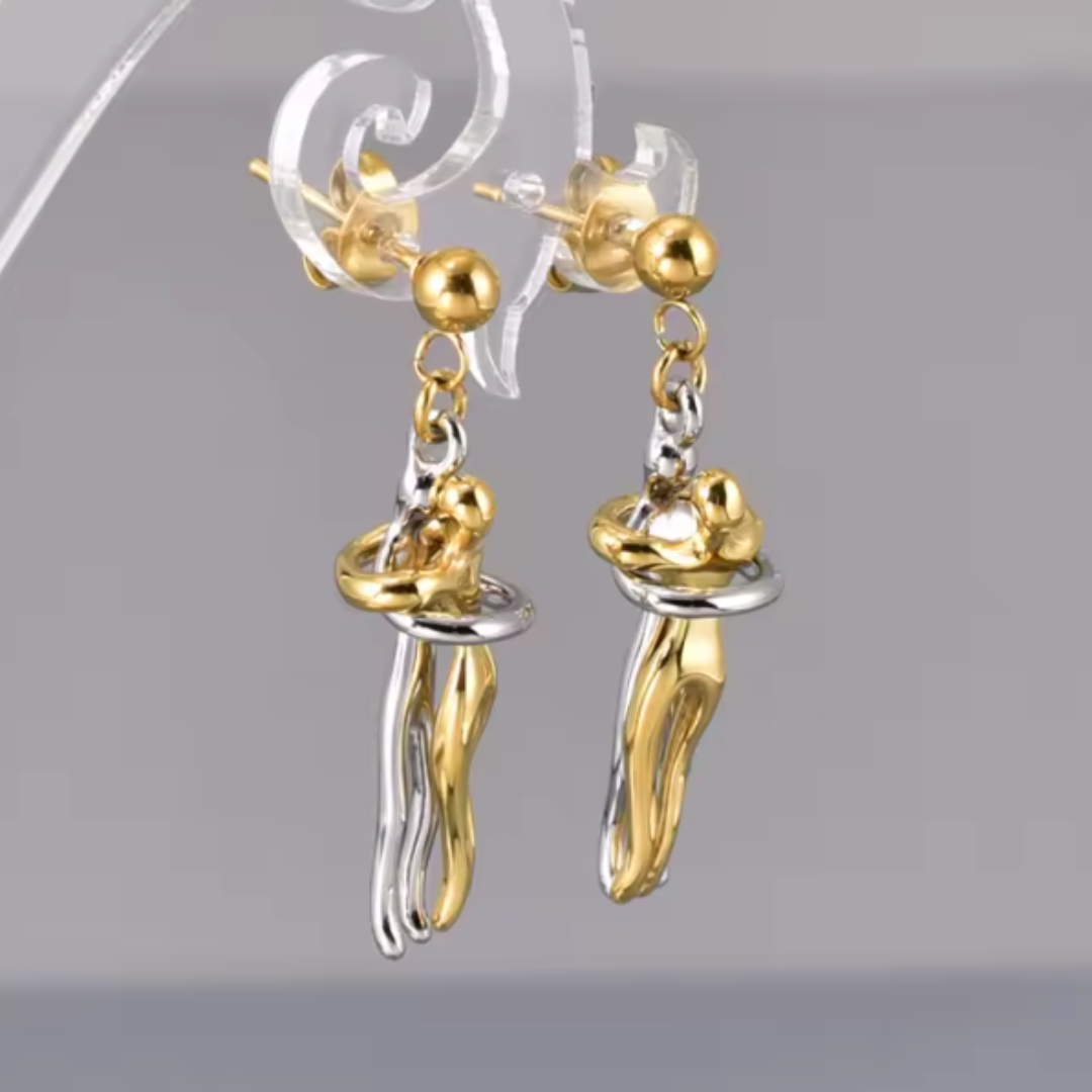 Pendientes de Acero Inoxidable con Abrazo de Amor