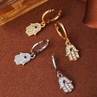 Pendientes de Acero Inoxidable con Mano de Fátima