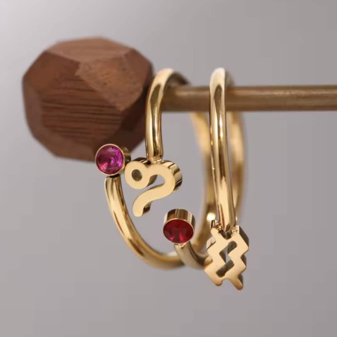 Anillo Zodiaco - Símbolo y Zirconita - GÉMINIS