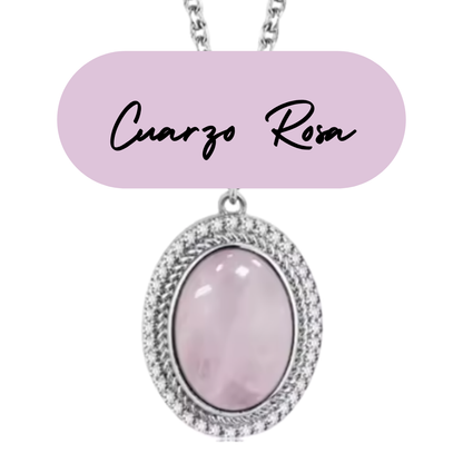 Colgante de Plata - Piedra Natural Cuarzo Rosa