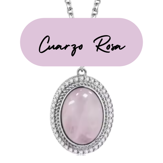 Colgante de Plata - Piedra Natural Cuarzo Rosa