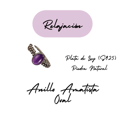 Anillo Amatista Oval - Relajación - Plata de Ley