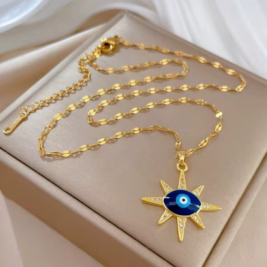 Colgante de Acero Inoxidable con Ojo Turco y Estrella