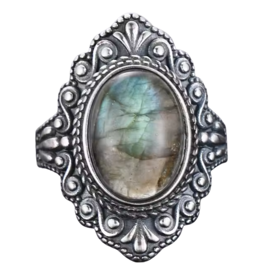 Anillo Labradorita Oval - Alma en Cambio - Plata de Ley