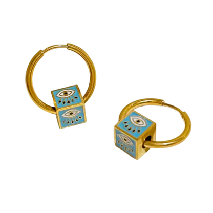 Pendientes de Aro de Acero Inoxidable con Ojo Turco