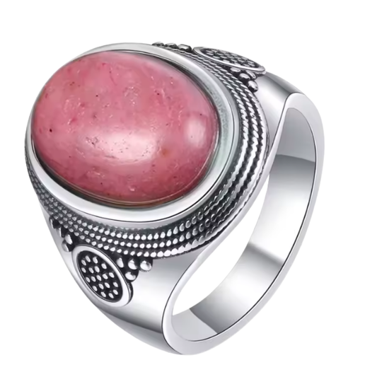 Anillo Rodonita Oval - Luz de Autoestima - Plata de Ley