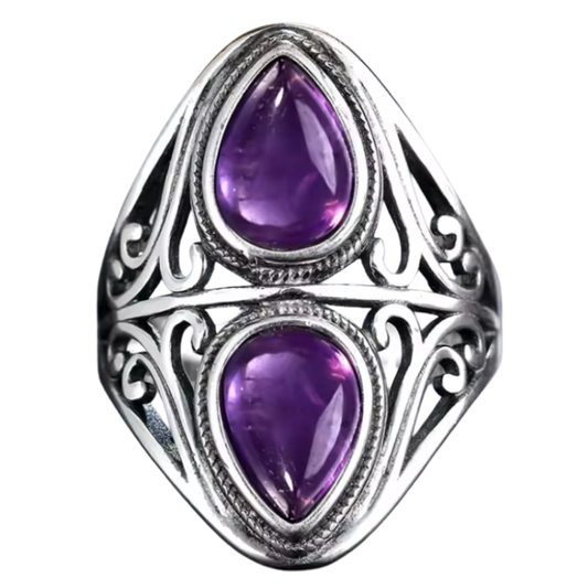 Anillo Amatista Gota - Equilibrio  - Plata de Ley