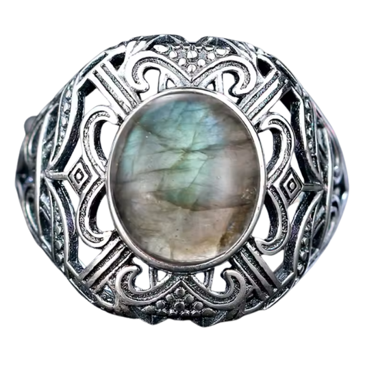 Anillo Labradorita Oval - Nuevo Camino - Plata de Ley