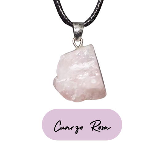 Colgante Energético - Piedra Natural Cuarzo Rosa