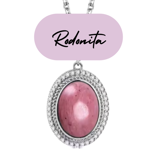 Colgante de Plata - Piedra Natural Rodonita