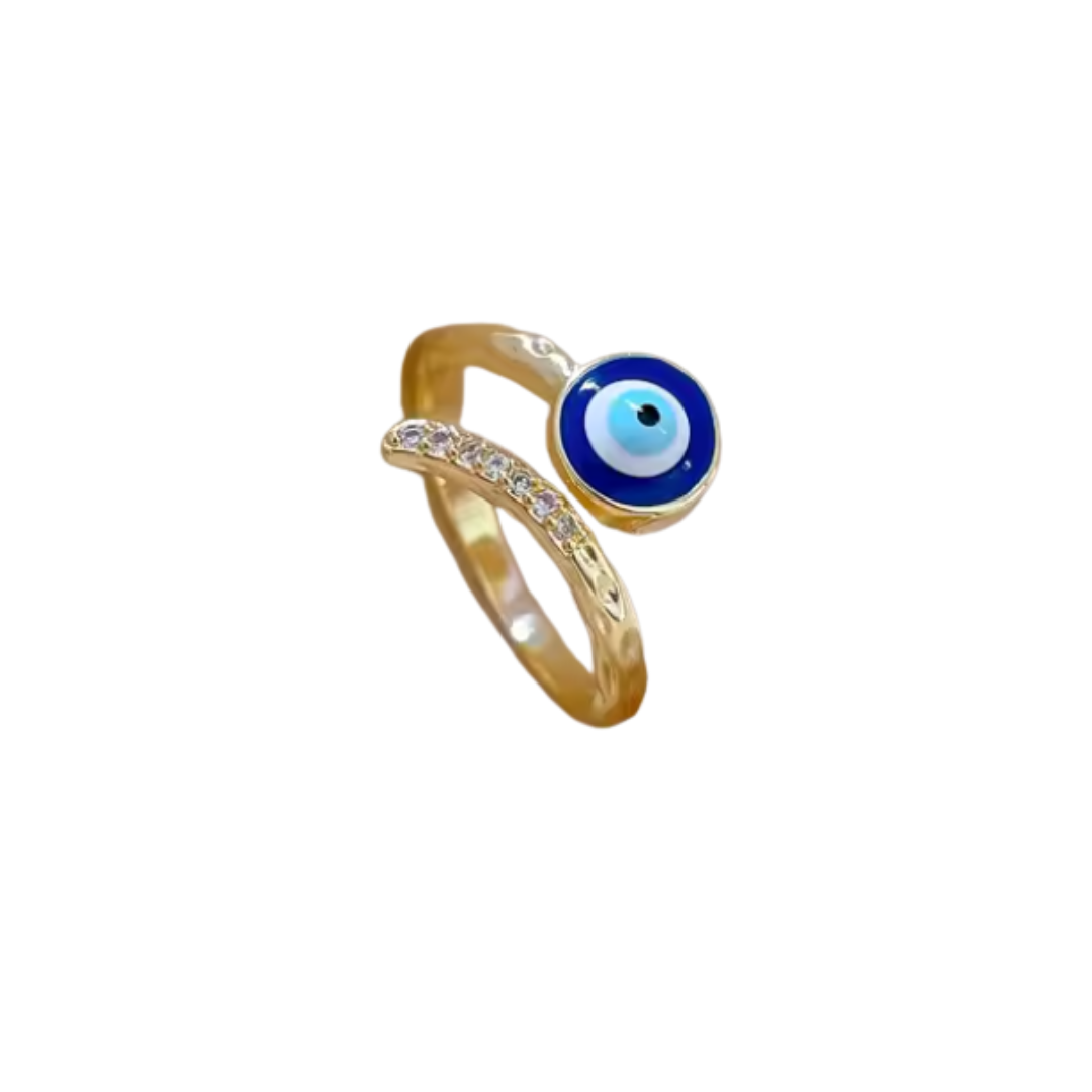 Anillo de Acero Inoxidable con Ojo Turco Azul