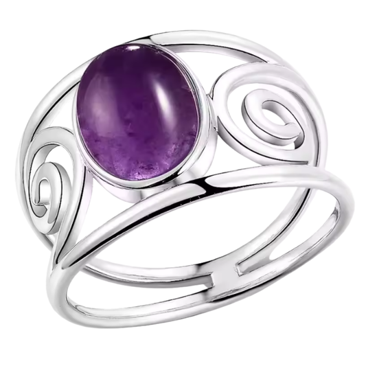 Anillo Amatista Oval - Refugio - Plata de Ley
