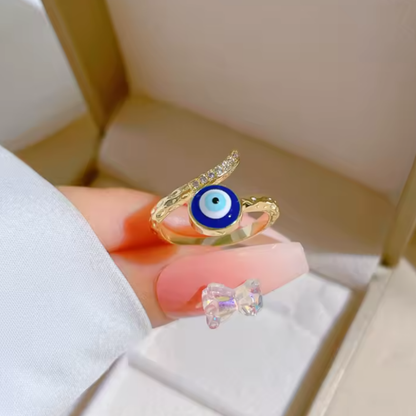 Anillo de Acero Inoxidable con Ojo Turco Azul