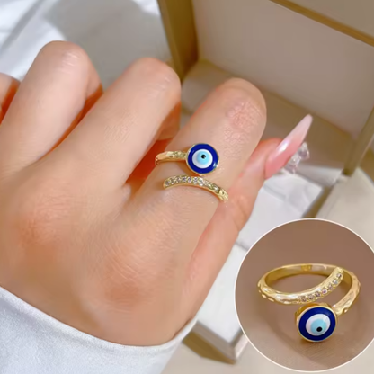 Anillo de Acero Inoxidable con Ojo Turco Azul