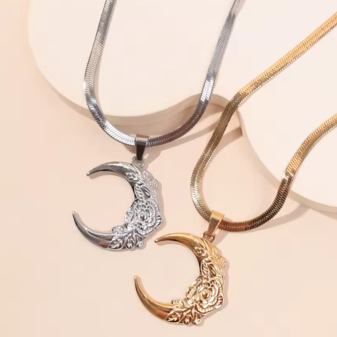 Colgante de Acero Inoxidable con Luna