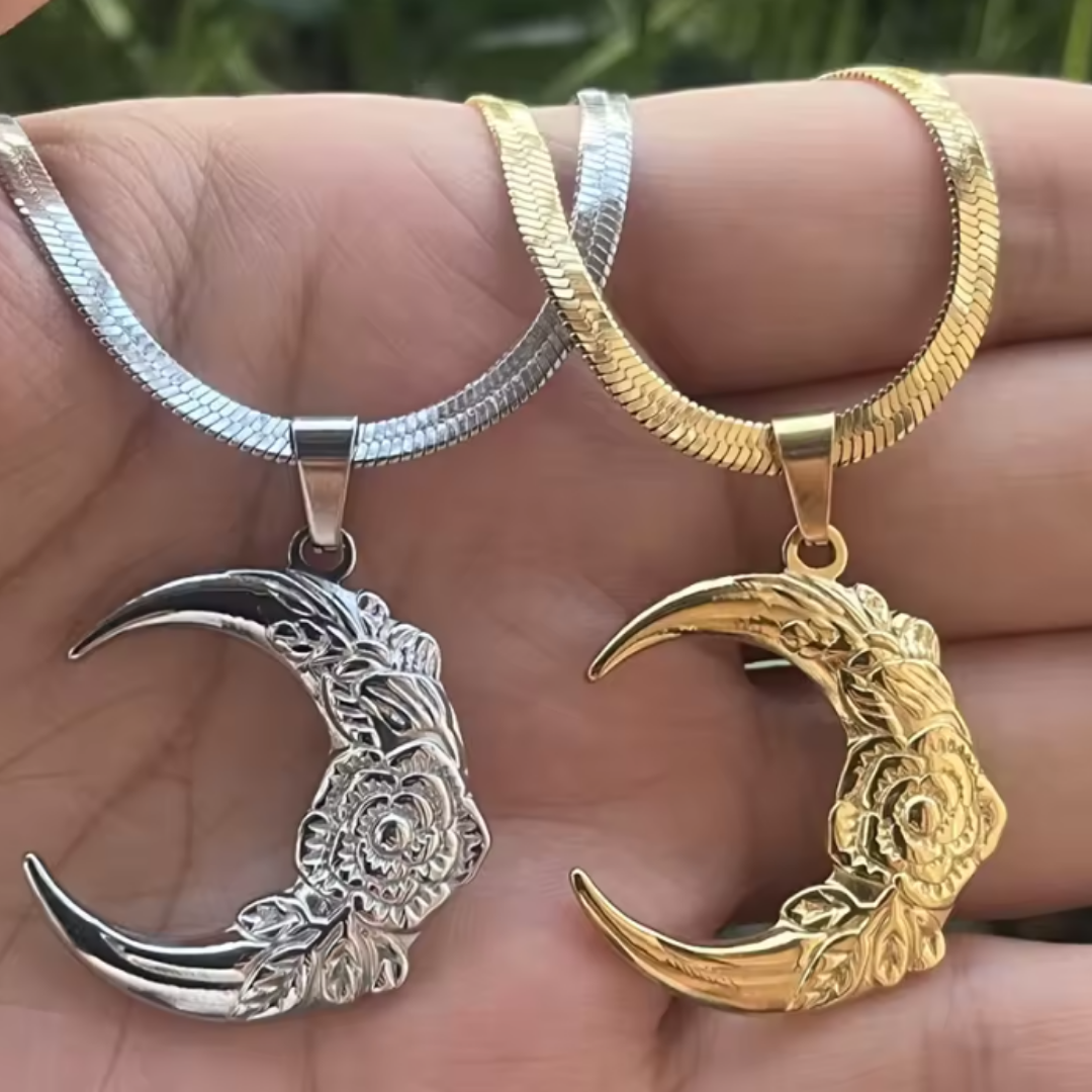 Colgante de Acero Inoxidable con Luna