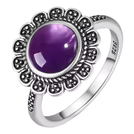 Anillo Amatista Redondo - Consuelo - Plata de Ley