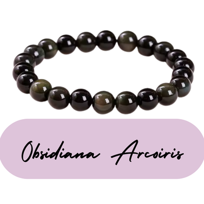 Pulsera de cuentas - Piedras Naturales Obsidiana Arcoiris