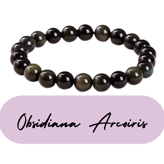 Pulsera de cuentas - Piedras Naturales Obsidiana Arcoiris